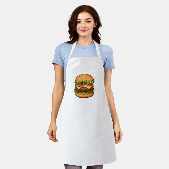 Delantal Cheesy Gourmet Burger Illustration Apron (Gastado)