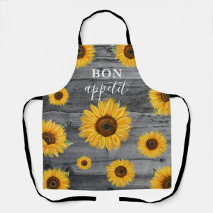 Delantal Chef Apetitoso De Floral De Flor De Madera Rústica