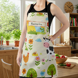 Delantal Chef Apron with Farm Animal Print, Artist, Kitchen