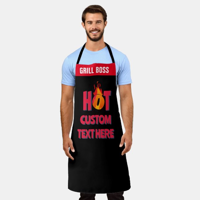 Delantal Chef caliente con llama de personalizable (Gastado)