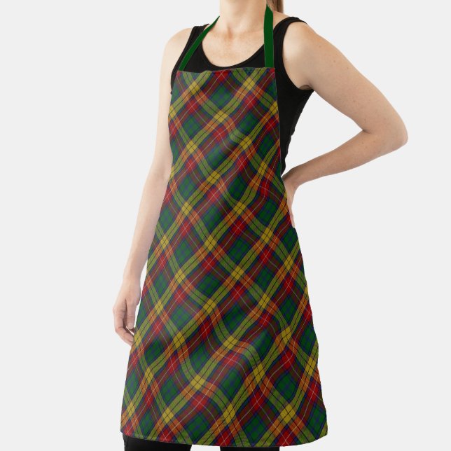 Delantal Chef Clan Buchanan Tartan Plage Pattern (in situ)