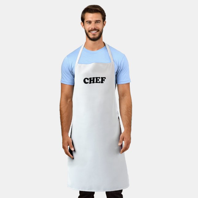 Delantal "Chef" cocinero, cocina blanco negro (Gastado)