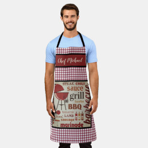 Delantal Chef de Barbacoa Personalizado Red Gingham Check