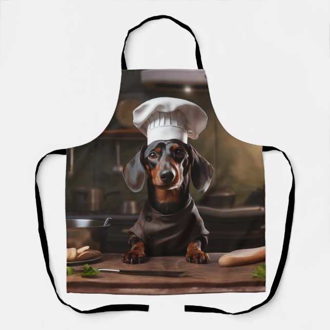 Delantal Chef de Dachshund, Weiner Dog (Anverso)