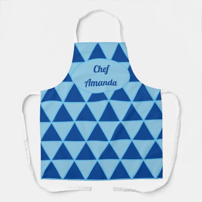 Delantal Chef de diseño gráfico del triángulo azul moderno (Anverso)