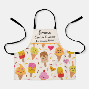 Delantal Chef de helado kawaii personalizado en entrenamien