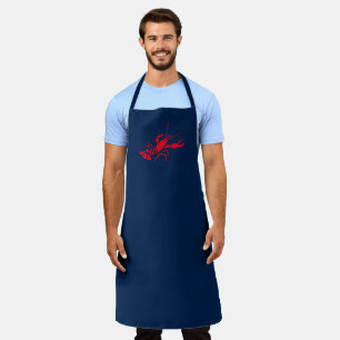 Delantal Chef de parrilladas azules y rojas langostinos