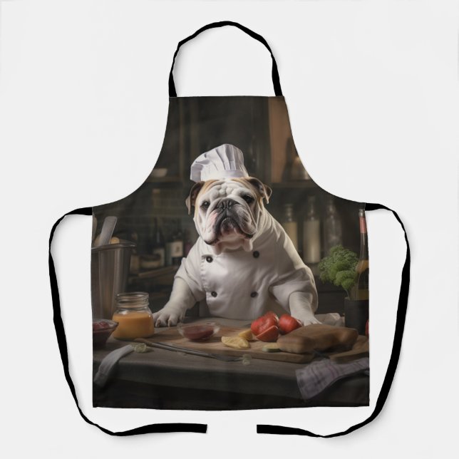 Delantal Chef de perro de Bulldog inglés (Anverso)