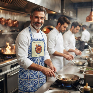 Delantal Chef de restaurante italiano de mariscos con baldo