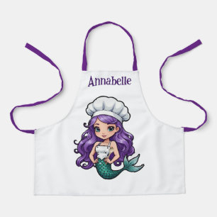 Delantal Chef de Sirena de bonito con pelo morado