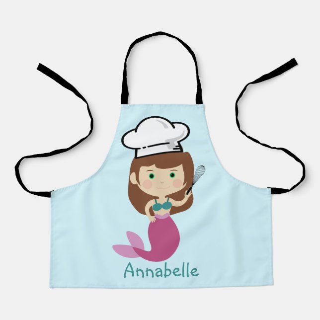Delantal Chef de Sirena Rosa Personaliza al Apron Infantil (Anverso)