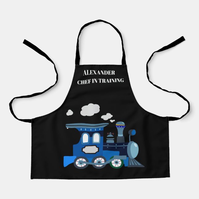 Delantal Chef en Formación Negro y Azul (Anverso)
