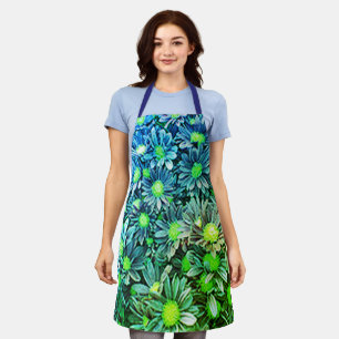 Delantal Chef floral Baker, una mujer verde azul dulce