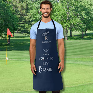 Delantal Chef & Golfista Negro y Blanco con Monograma Perso