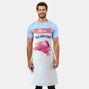 Delantal Chef gráfico personalizado de marisco King Pink Cr
