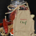 Delantal chef húngaro<br><div class="desc">Diseño de texto de chef húngaro. ¡Gran regalo de Magyar para él o para quien ama cocinar al estilo húngaro!</div>