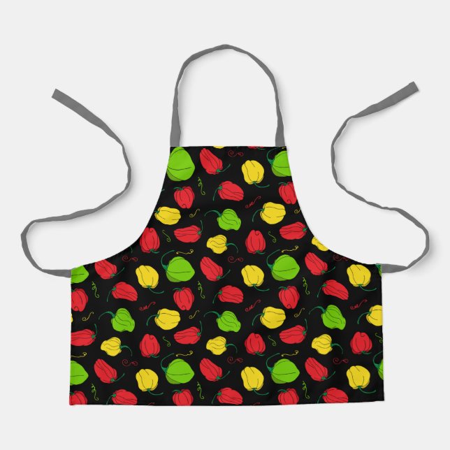 Delantal Chef jamaiquino Scotch Bonnet Chili Peppers Patter (Anverso)