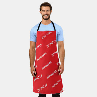 Delantal Chef moderno añade tu texto rojo personalizado