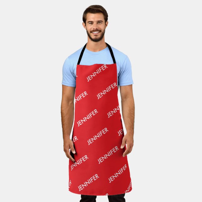 Delantal Chef moderno añade tu texto rojo personalizado (Gastado)