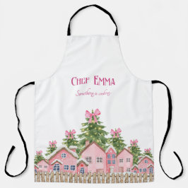 Delantal Chef (Nombre) Navidades De Árboles De Bow De Aldea