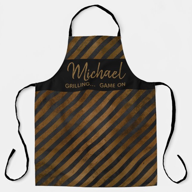 Delantal Chef Parrilla Moderna Genial Rayas Negras (Anverso)