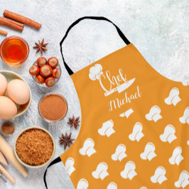 Delantal Chef personalizado con Naranja de nombre y Gorra d
