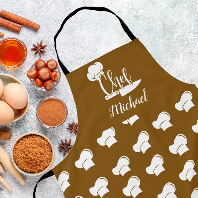 Delantal Chef personalizado con nombre Gorra Brown y White  (Subido por el creador)
