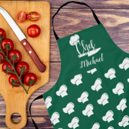 Delantal Chef personalizado con nombre Gorra de Chef Verde