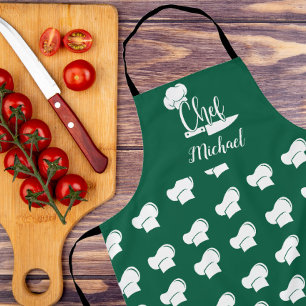 Delantal Chef personalizado con nombre Gorra de Chef Verde 