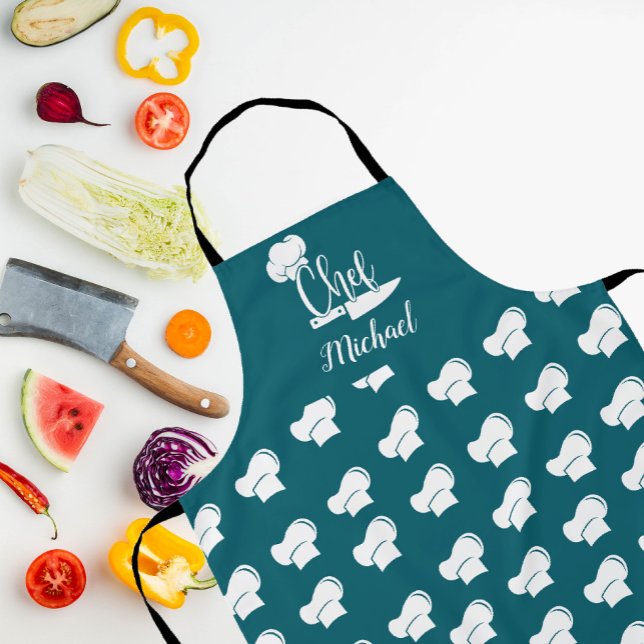 Delantal Chef personalizado con nombre Gorra Verde azulado  (Subido por el creador)