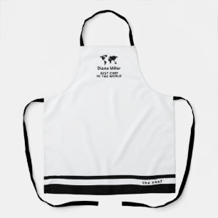 Delantal Chef personalizado de nombre en blanco y negro