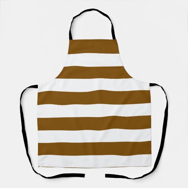 Delantal Chef Retro Brown And White Strips (Anverso)