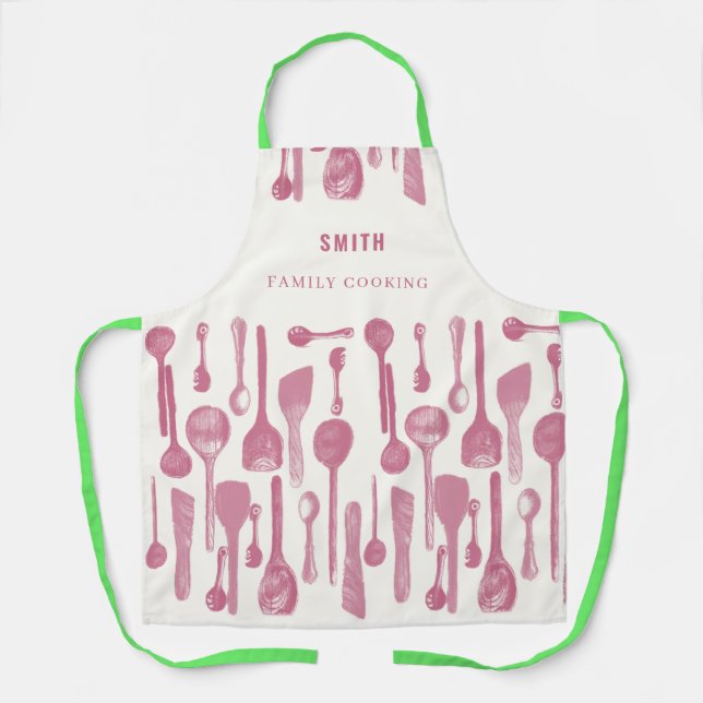 Delantal Chef Rosa Feminine Girine Minimalista Simple Vinta (Anverso)