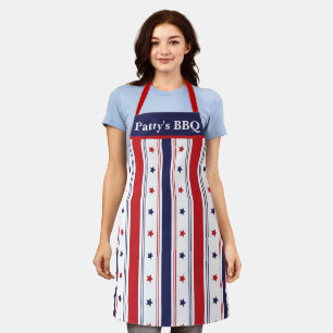 Delantal Chef Star-Spanglage: Apron Personalizado rojo, bla