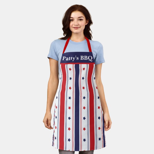 Delantal Chef Star-Spanglage: Apron Personalizado rojo, bla (Gastado)