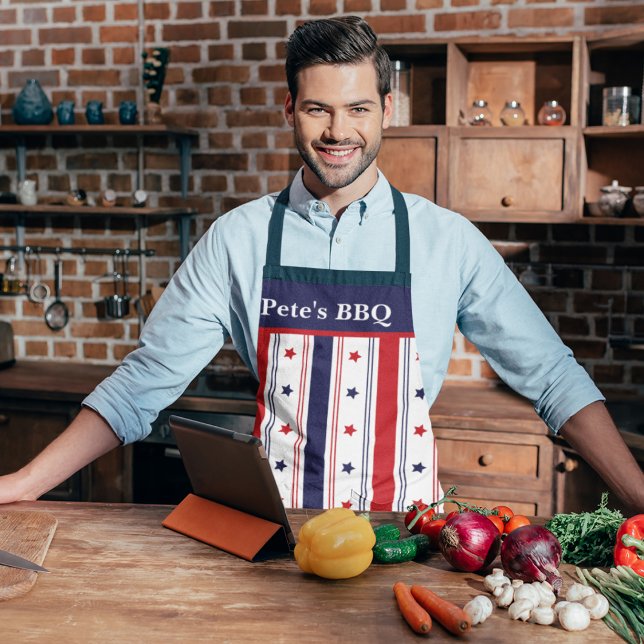 Delantal Chef Star-Spanglage: Apron Personalizado rojo, bla (Customized Stars & Stripes Apron)