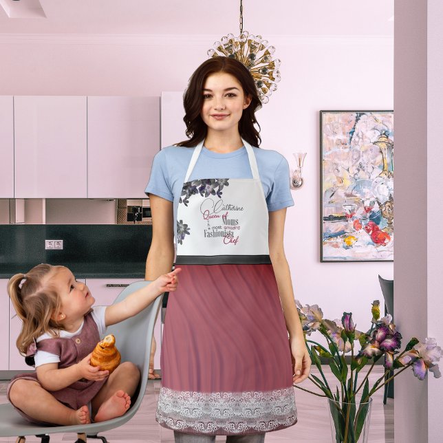 Delantal Cherry Blossom Elegance Mother (Mother in her kitchen with her baby wearing cherry blossom elegance apron by fantabuloustef)