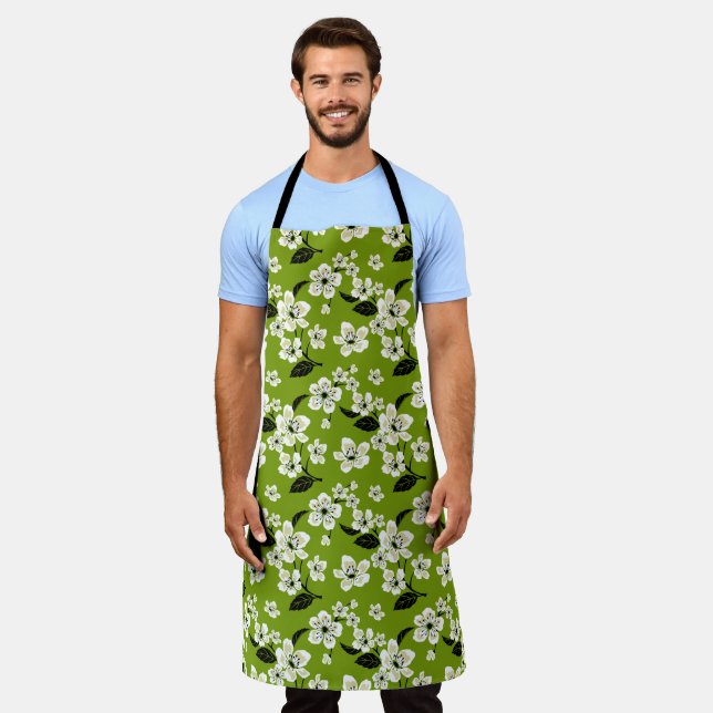 DELANTAL CHERRY BLOSSOM - SAKURA (MATCHA GREEN) (Gastado)