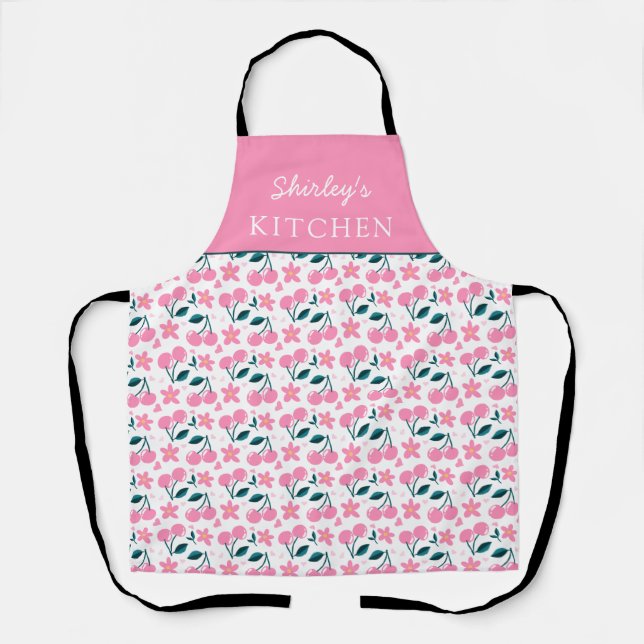 Delantal Cherry Pink Personalized Apron | Custom Name Apron (Anverso)