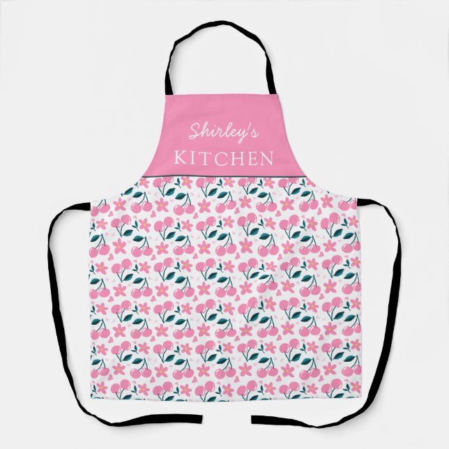 Delantal Cherry Pink Personalized Apron | Custom Name Apron (Anverso)