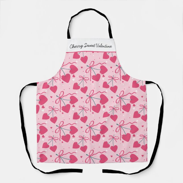Delantal Cherry Sweet Valentine Apron | Editable Cute Cherr (Anverso)