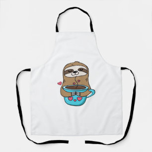 Delantal Chibi Sloth Coffee Lover - Cute Kawaii Sloth Huggi