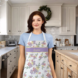 Delantal Chic Floral Purple Pattern Baking