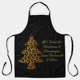 Delantal Chic Holiday Leopard Tree Design