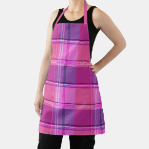 Delantal Chic Magenta Berry Plaid Estética