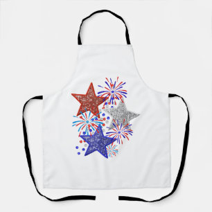 Delantal Chica 4 de julio Mujeres Rojo Blanco Azul Estrella