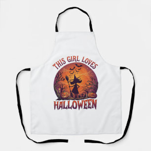 Delantal Chica Ama Bruja de Halloween Calabazas Murciélagos