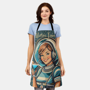 Delantal Chica Astro Futurista Retro Tiempo de Martini