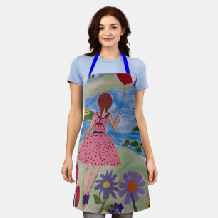 Delantal Chica Con Apron De Globo Rojo