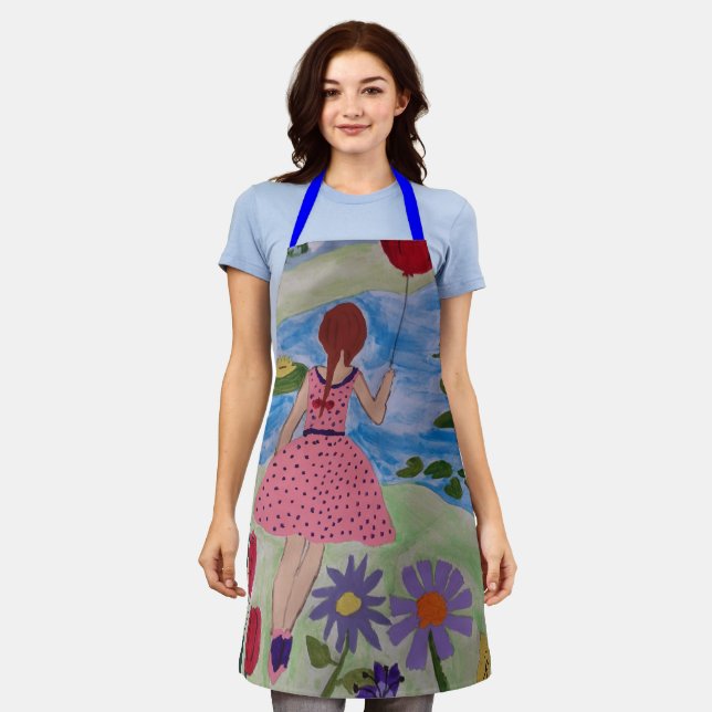 Delantal Chica Con Apron De Globo Rojo (Gastado)